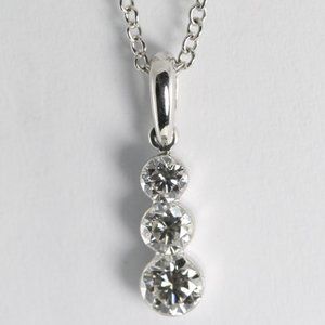 18K White Stone Round Diamond Pendant 0.52 Ct G Vs C19000020